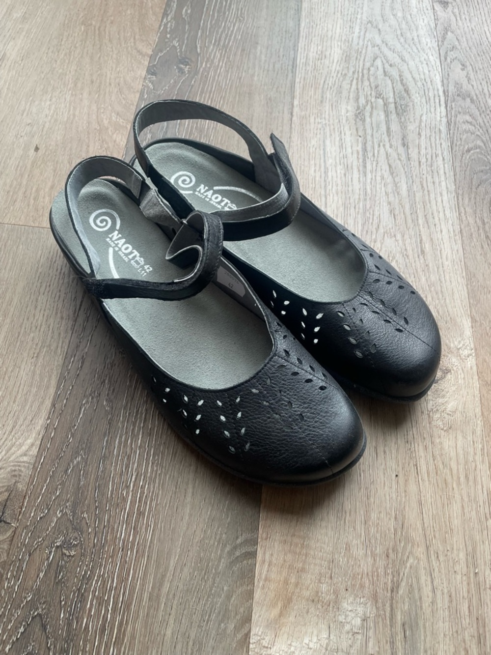 Naot Black Leather Mary Jane Slingback Shoes